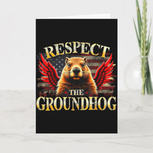 Respect The Groundhog Usa American Flag Groundhog  Card