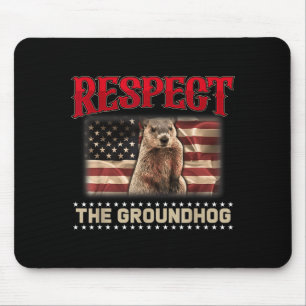 Respect The Groundhog Usa Flag Vintage Groundhog D Mouse Mat