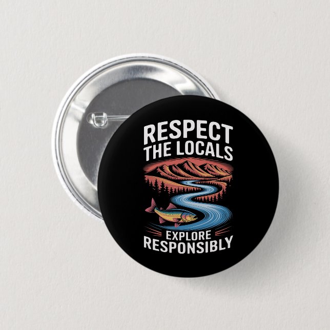 Respect the Locals Fish Ocean Save the Planet  6 Cm Round Badge (Front & Back)