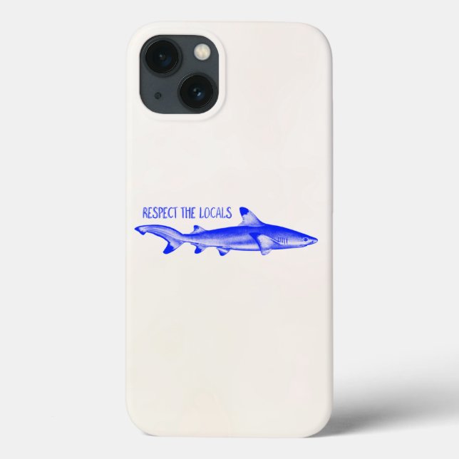 Respect the Locals Funny Quote - Navy Blue Shark C Case-Mate iPhone Case (Back)