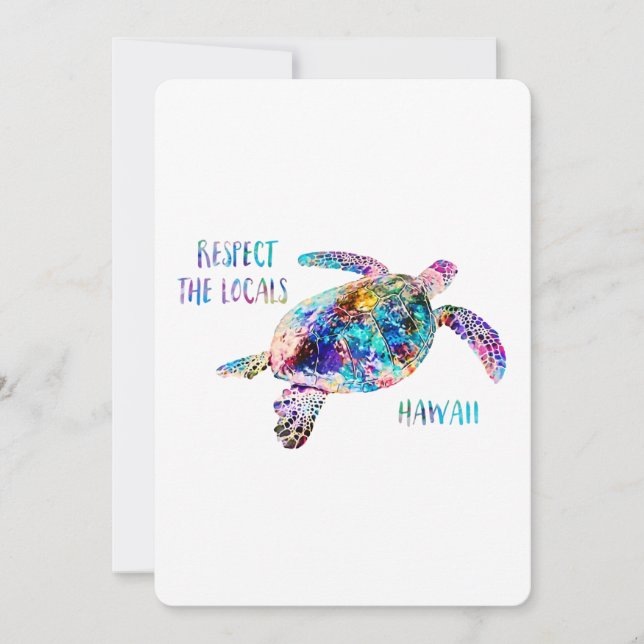 Respect the Locals Sea Turtle Beach Quote Card (Front)