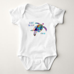 Respect the Locals Sea Turtle Tie Dye Beach Quote Baby Bodysuit
