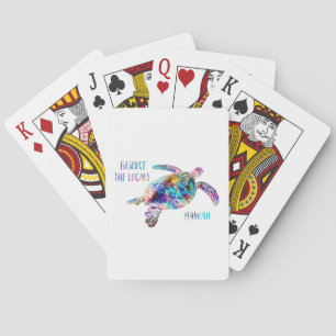 Respect the Locals Sea Turtle Tie Dye Beach Quote Playing Cards