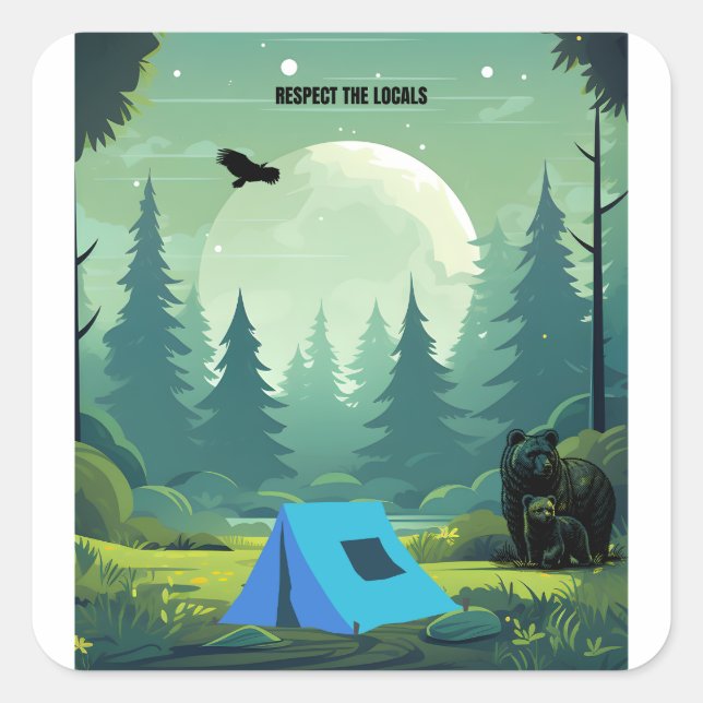 Respect the Locals – Wilderness Bear  Square Sticker (Front)