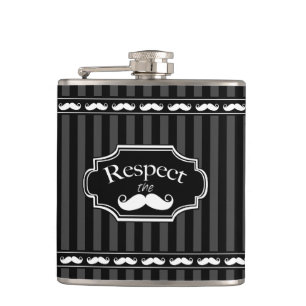 Respect the Stache Mr. Hipster Vintage Retro Hip Flask