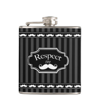 Respect the Stache Mr. Hipster Vintage Retro Hip Flask