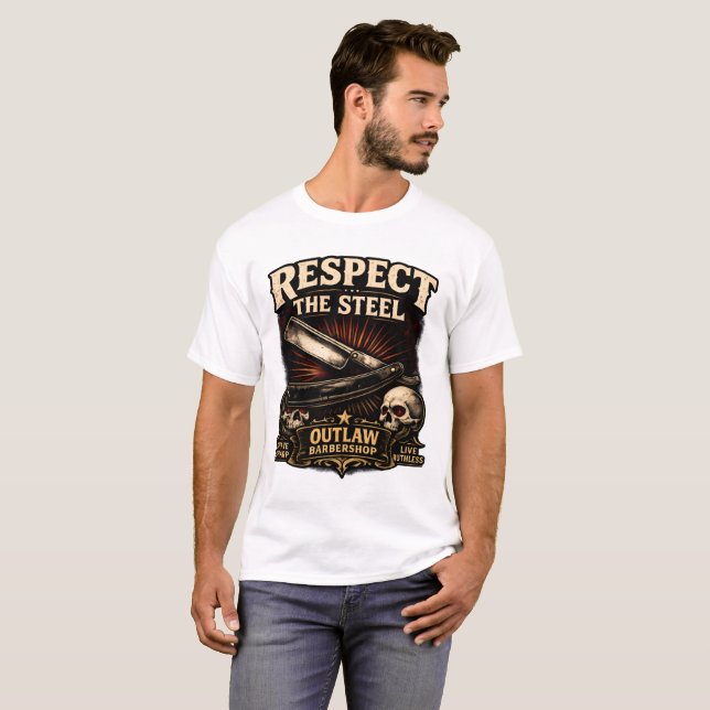 Respect the Steel Straight RazorT T-Shirt (Front Full)