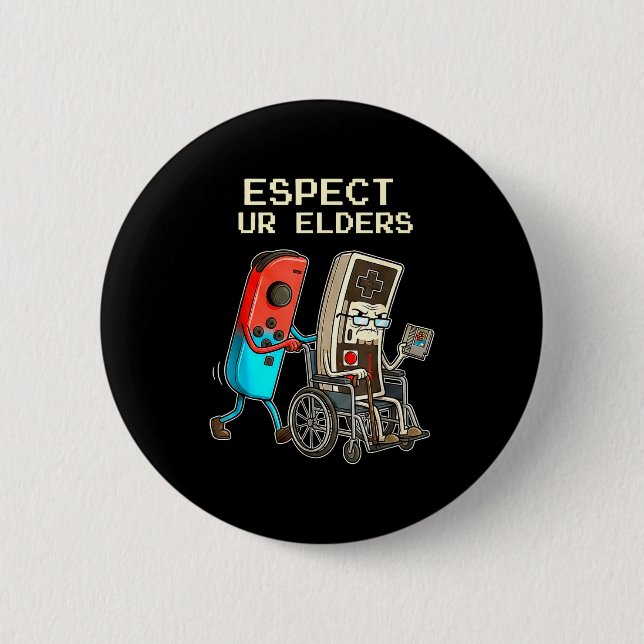 Respect Ur Elders Retro Gaming Controller Funny  6 Cm Round Badge (Front)