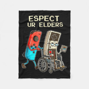 Respect Ur Elders Retro Gaming Controller Funny  Fleece Blanket