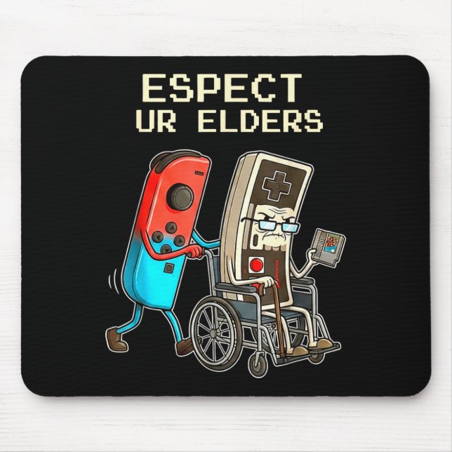 Respect Ur Elders Retro Gaming Controller Funny  Mouse Mat (Front)