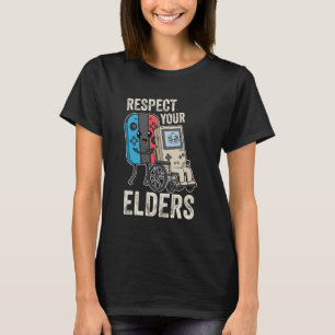 Respect Your Elders Funny 80s Gaming Controller Re T-Shirt