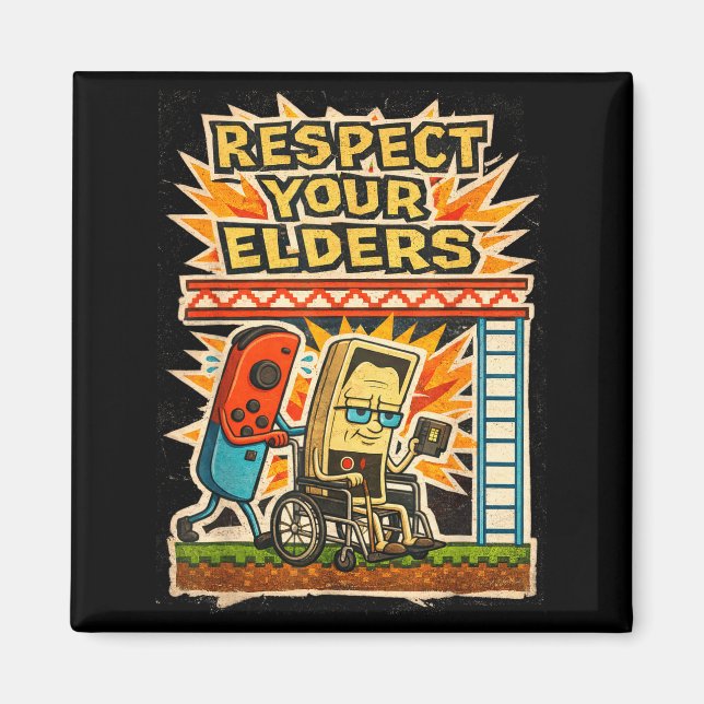 Respect Your Elders Funny Gamer Controller 80s Ret Magnet (Front)
