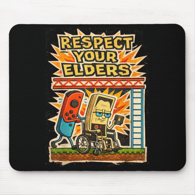 Respect Your Elders Funny Gamer Controller 80s Ret Mouse Mat (Front)