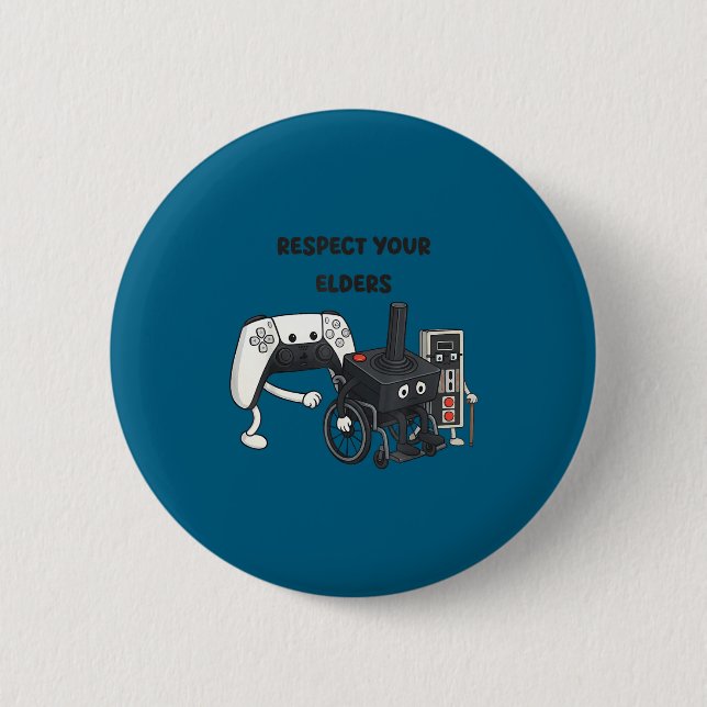 Respect Your Elders Funny Gaming 80s Style Old New 6 Cm Round Badge (Front)