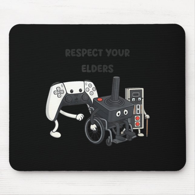 Respect Your Elders Funny Gaming 80s Style Old New Mouse Mat (Front)
