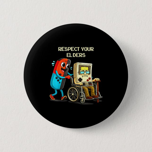 Respect Your Elders Funny Retro Gaming  6 Cm Round Badge (Front)