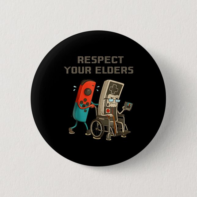 Respect Your Elders Funny Retro Gaming Clic Consol 6 Cm Round Badge (Front)