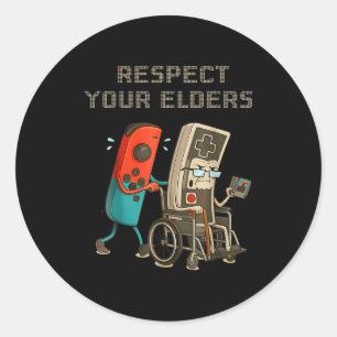 Respect Your Elders Funny Retro Gaming Clic Consol Classic Round Sticker