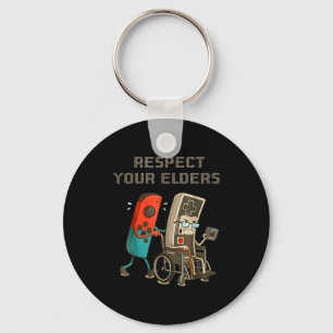 Respect Your Elders Funny Retro Gaming Clic Consol Key Ring