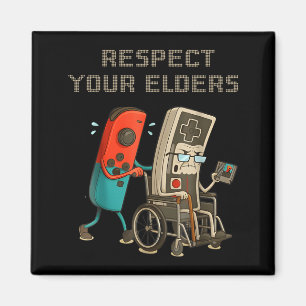 Respect Your Elders Funny Retro Gaming Clic Consol Magnet