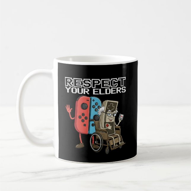 Respect Your Elders Funny Retro Gaming Console Mug (Left)