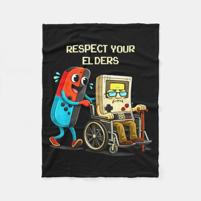 Respect Your Elders Funny Retro Gaming  Fleece Blanket (Front)