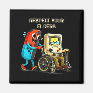 Respect Your Elders Funny Retro Gaming  Magnet