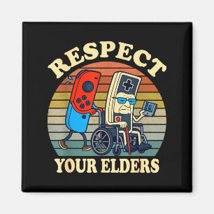 Respect Your Elders Gaming Control 80s Retro Funny Magnet