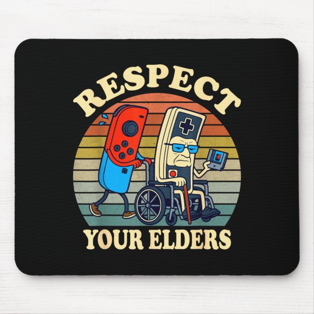 Respect Your Elders Gaming Control 80s Retro Funny Mouse Mat (Front)