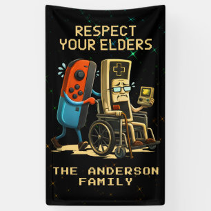 Respect Your Elders Gaming Control Retro Funny Banner