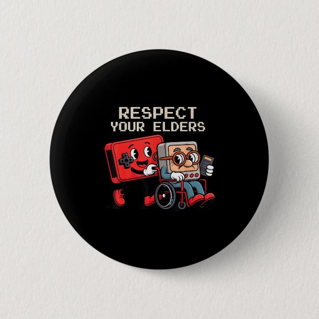 Respect Your Elders Gaming Control Retro Funny Gam 6 Cm Round Badge (Front)