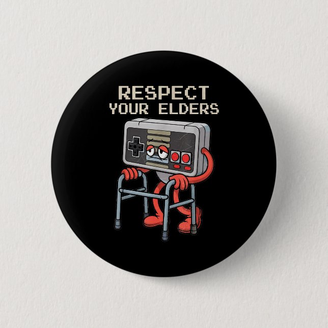 Respect Your Elders Gaming Control Retro Funny Gam 6 Cm Round Badge (Front)