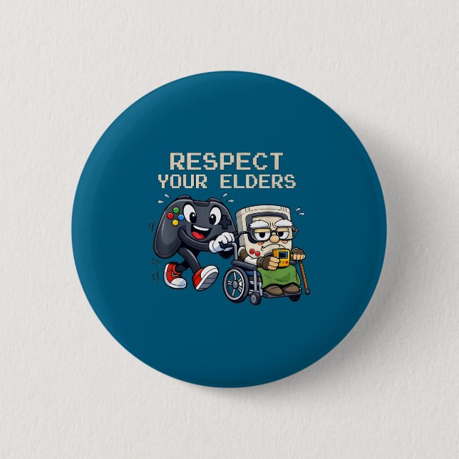 Respect Your Elders Gaming Control Retro Funny Gam 6 Cm Round Badge (Front)