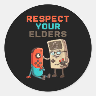 Respect Your Elders Gaming Control Retro Funny Gam Classic Round Sticker