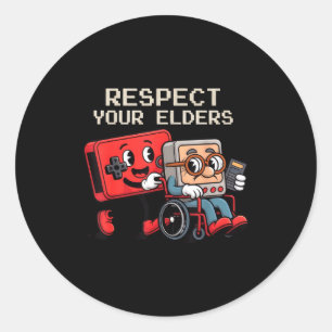Respect Your Elders Gaming Control Retro Funny Gam Classic Round Sticker