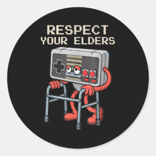 Respect Your Elders Gaming Control Retro Funny Gam Classic Round Sticker