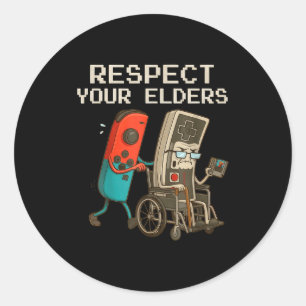 Respect Your Elders Gaming Control Retro Funny Gam Classic Round Sticker