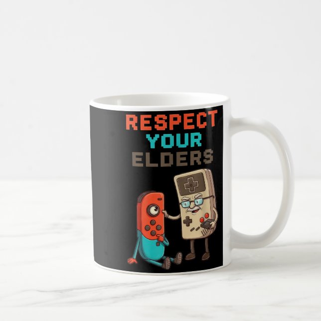 Respect Your Elders Gaming Control Retro Funny Gam Coffee Mug (Right)