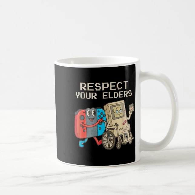 Respect Your Elders Gaming Control Retro Funny Gam Coffee Mug (Right)