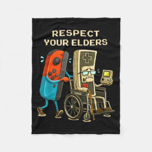 Respect Your Elders Gaming Control Retro Funny Gam Fleece Blanket