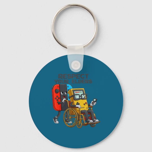 Respect Your Elders Gaming Control Retro Funny Gam Key Ring (Front)