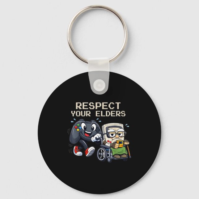 Respect Your Elders Gaming Control Retro Funny Gam Key Ring (Front)