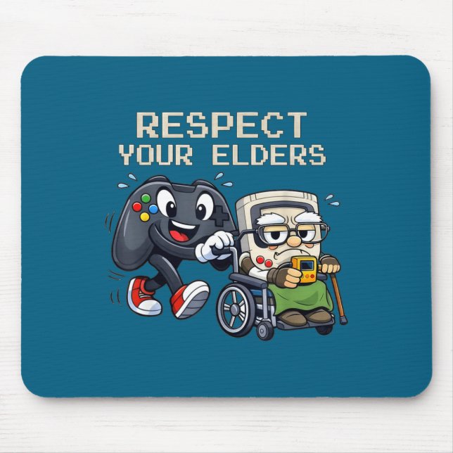 Respect Your Elders Gaming Control Retro Funny Gam Mouse Mat (Front)