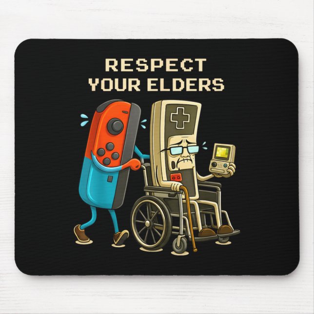 Respect Your Elders Gaming Control Retro Funny Gam Mouse Mat (Front)