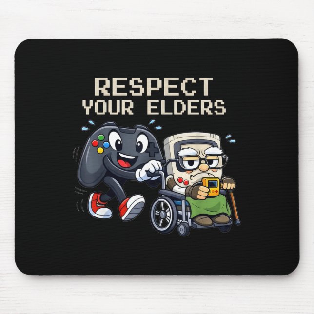 Respect Your Elders Gaming Control Retro Funny Gam Mouse Mat (Front)
