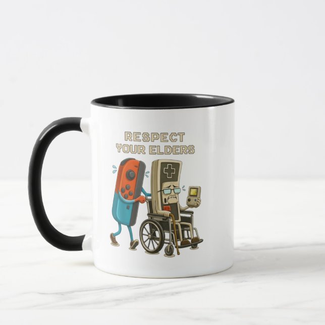 Respect Your Elders Gaming Control Retro Funny Gam Mug (Left)