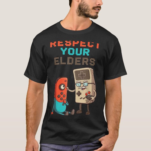 Respect Your Elders Gaming Control Retro Funny Gam T-Shirt (Front)