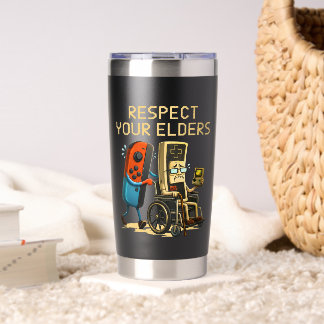 Respect Your Elders Gaming Control Retro Funny Insulated Tumbler