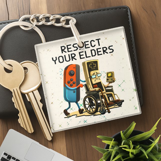 Respect Your Elders Gaming Control Retro Funny Key Ring (Creator Uploaded)