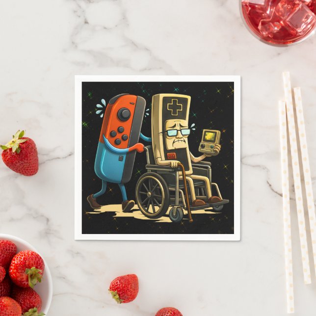 Respect Your Elders Gaming Control Retro Funny Napkin (Insitu)